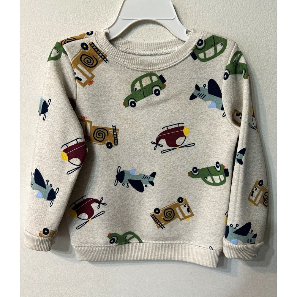 Garanimals Toddler Boy Sweatshirt 24M All Over Print Vehicle Car Airplane Fleece